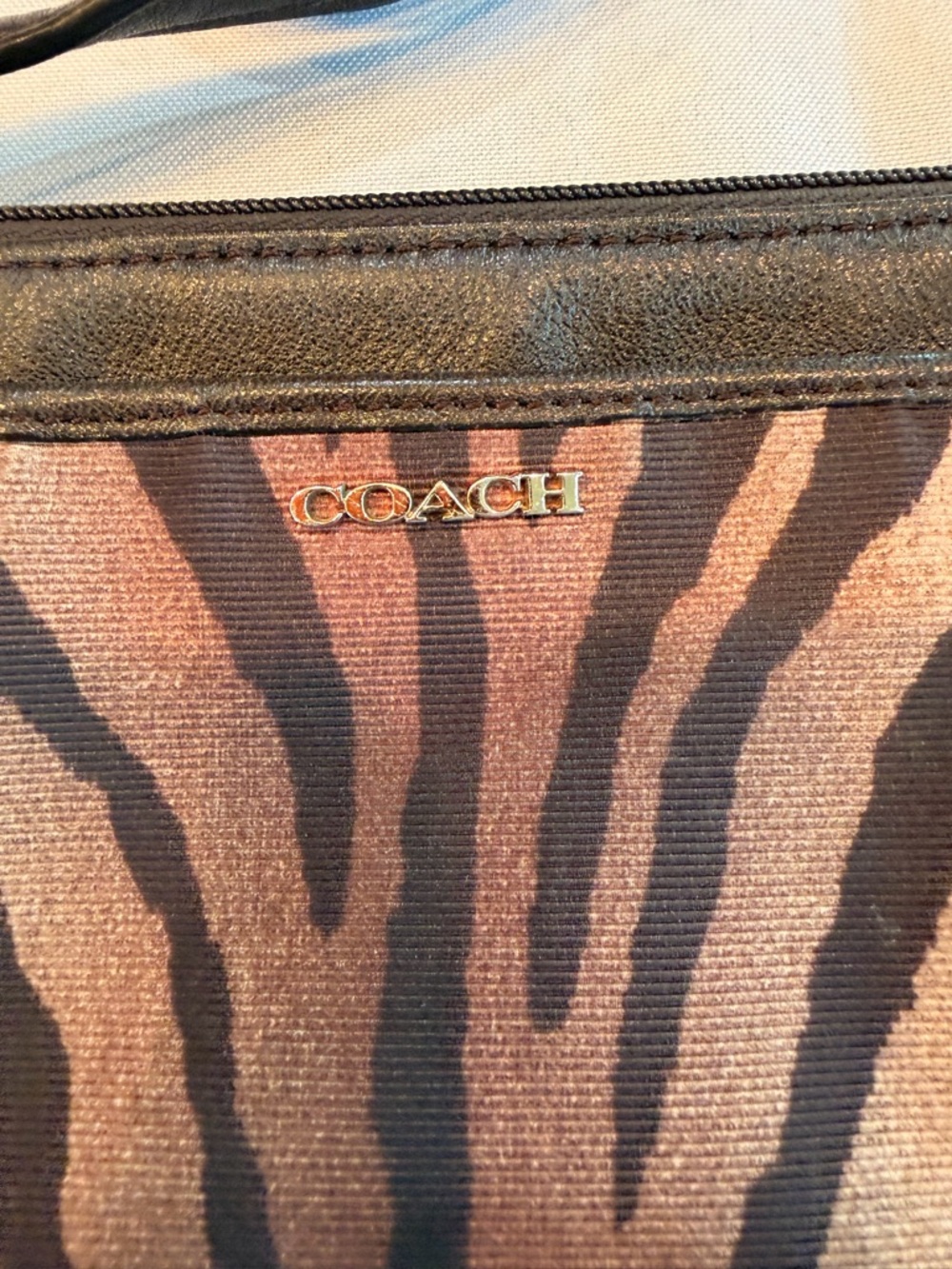 Coach Madison Zebra Browns Swingpack Crossbody Bag - Picture 3 of 8